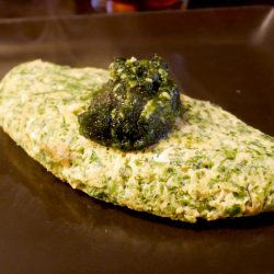 ワサビ入りの生海苔オムレツ