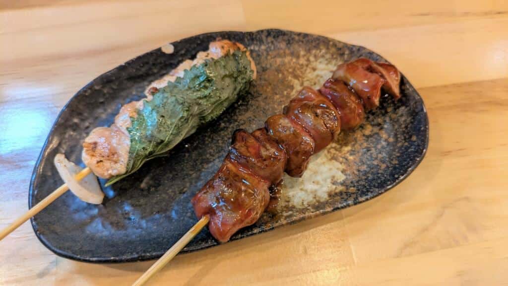 特上レバーとももしそ巻き