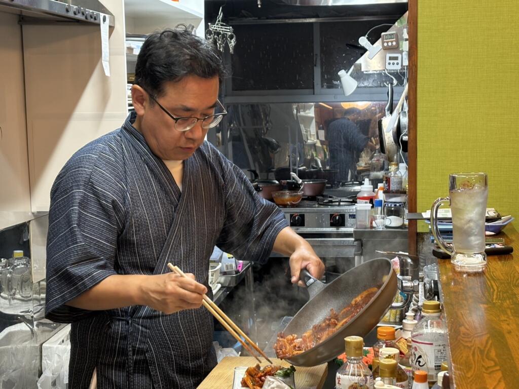 砂肝調理中
