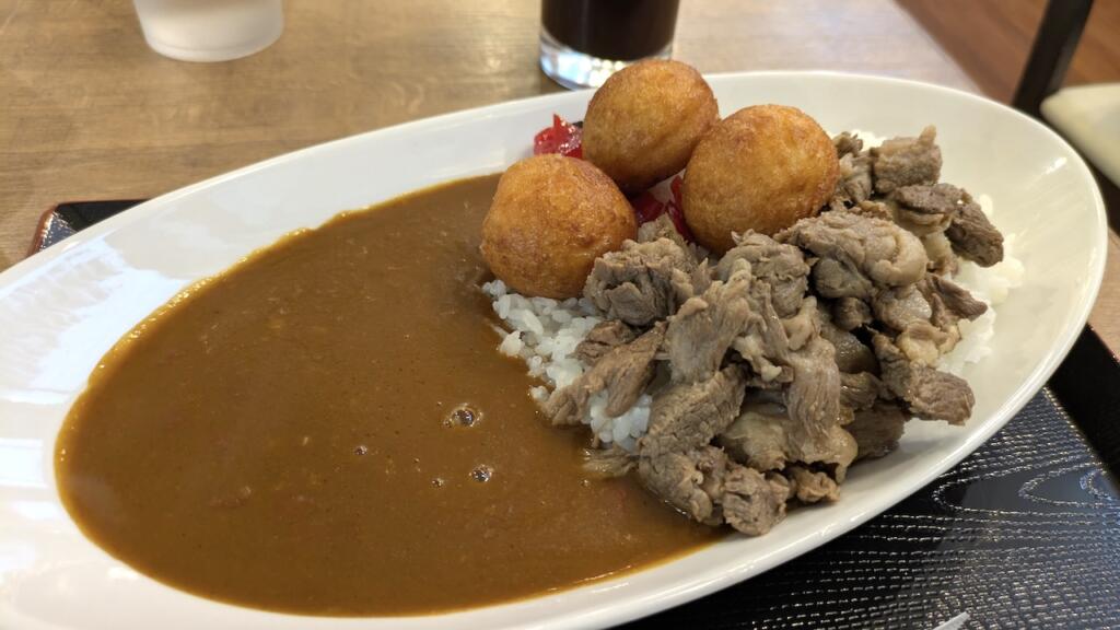 牛すじカレー+たこ焼き