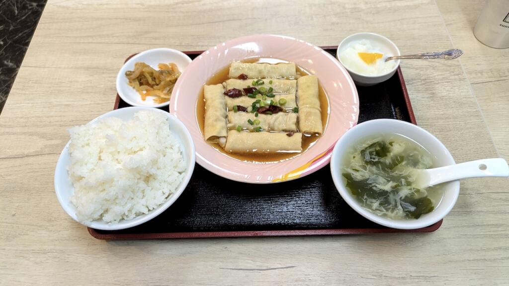 干し豆腐の肉巻き定食（千張巻肉定食）