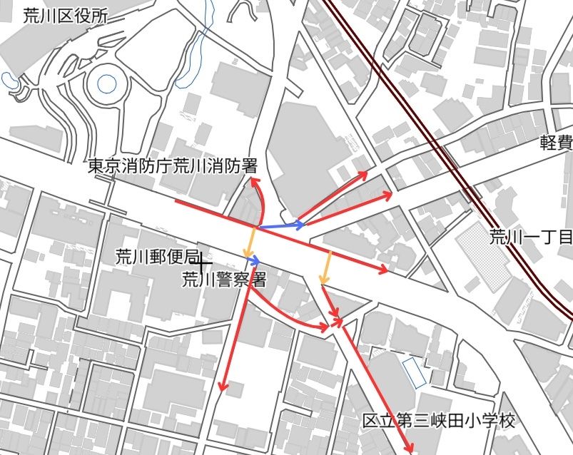 サンパール荒川前交差点（出典：国土地理院）