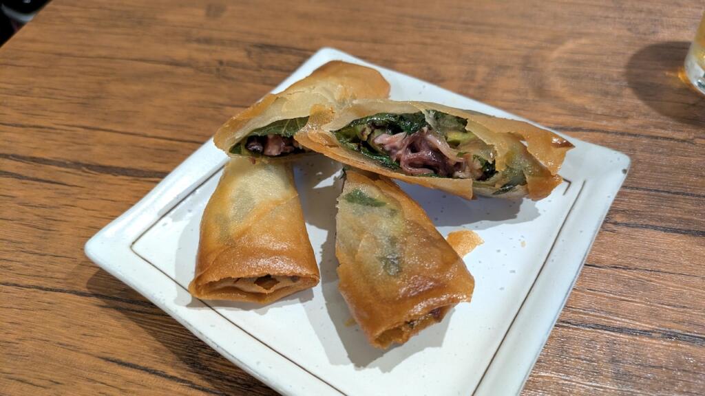 そら豆とホタルイカの春巻き