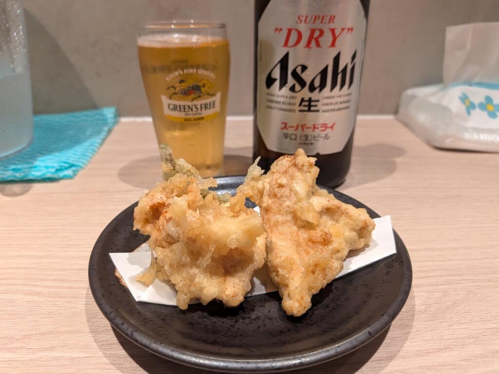 瓶ビールとかしわ天