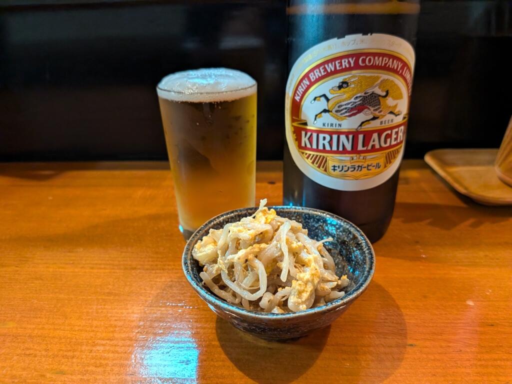 瓶ビールとお通し