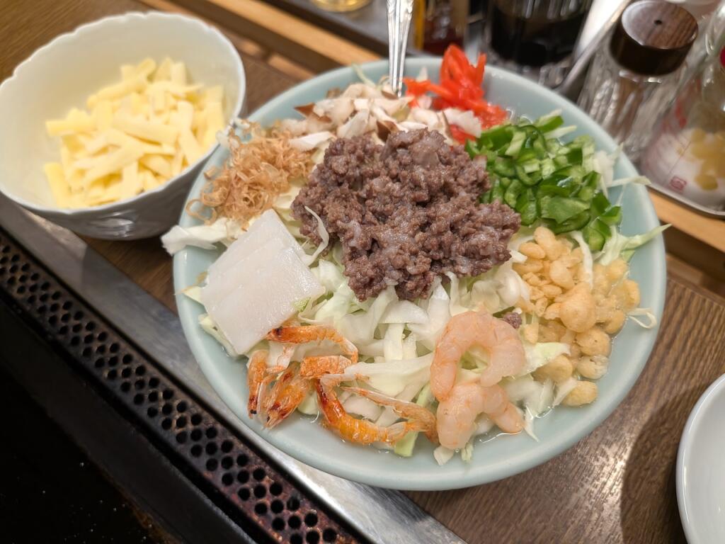五目もんじゃチーズトッピング